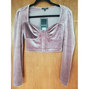 Velvet Long Sleeve Crop Top